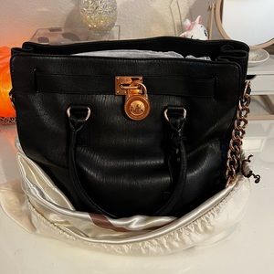 Michael Kors Hamilton Black and Rose Gold Bag